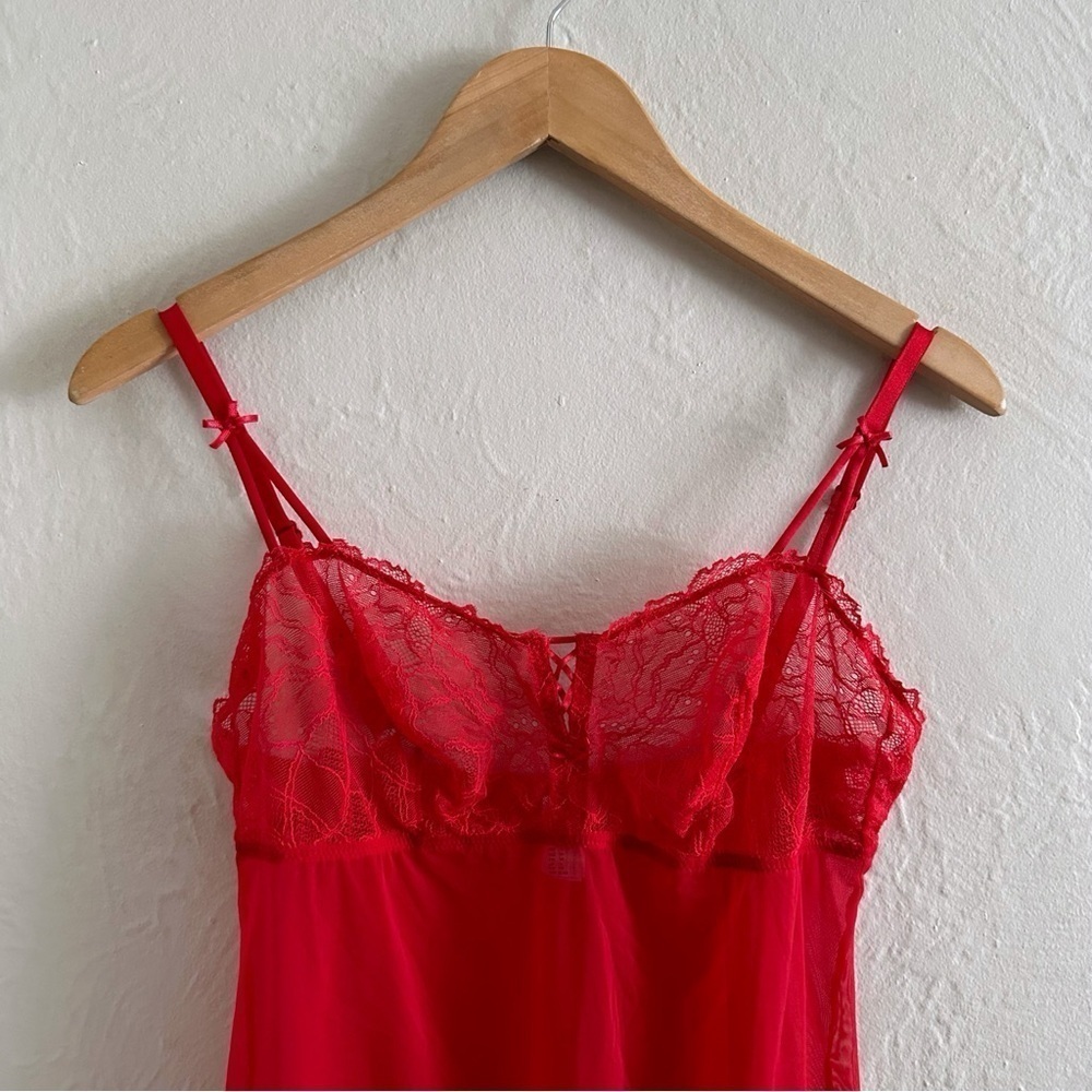 B.tempt’d Red Sheer Mesh Babydoll Mini Dress Size M - Picture 2 of 5